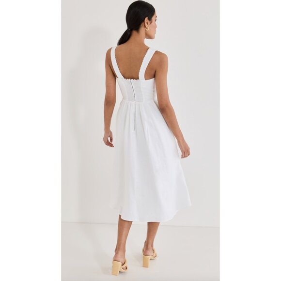 Reformation Tagliatelle Linen Dress In White Size 8 - Picture 3 of 10